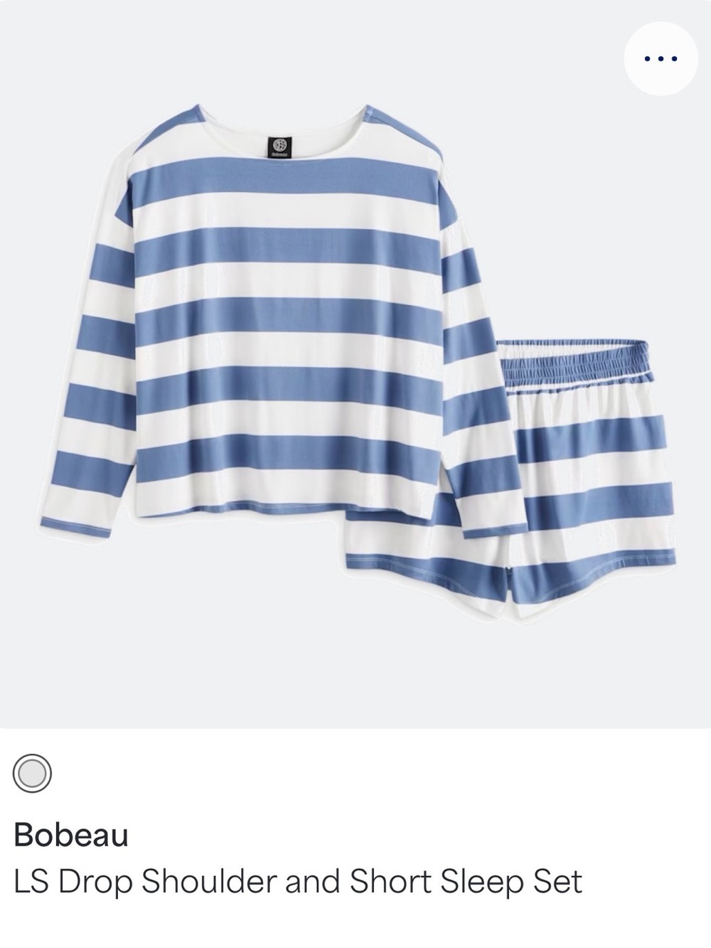 Bobeau Striped Blue & White Pajama Set - Long Sleeve Top & Shorts